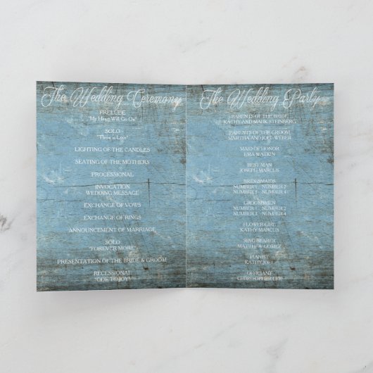 Rustic Country Blue Wood Wedding Programme (Intérieur)