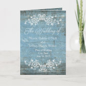 Rustic Country Blue Wood Wedding Programme (Devant)