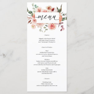 Rustic Country Boho Mariage menu Fête des mariées