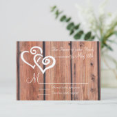 Rustic Country Bois Planches Coeurs Mariage RSVP (Debout devant)