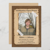 Rustic Country Boy's Afstuderen Open House I Kaart (Voorkant / Achterkant)