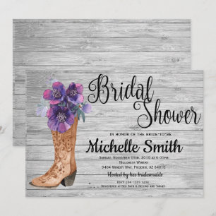Rustic Country Bridal Paarse  Vrijgezellenfeest Kaart