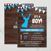 Rustic Country Buck Deer BOY Invitations Baby show (Devant / Derrière)
