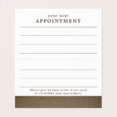 Rustic Country Burlap Appointkaart Visitekaartjes (Binnenkant ongevouwen)