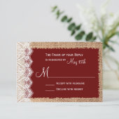 Rustic Country Burlap dentelle rouge mariage RSVP (Debout devant)