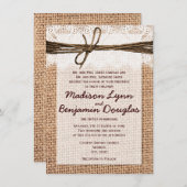 Rustic Country Burlap Imprimer Invitations De Mari (Devant / Derrière)