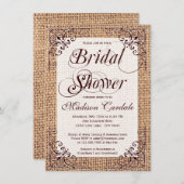 Rustic Country Burlap Invitations de douche nuptia (Devant / Derrière)