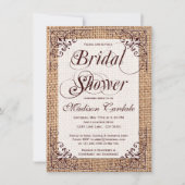 Rustic Country Burlap Invitations de douche nuptia (Devant)