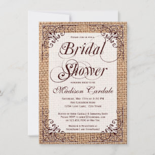 Rustic Country Burlap Invitations de douche nuptia