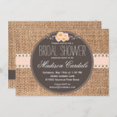 Rustic Country Burlap Invitations de douche nuptia (Devant / Derrière)