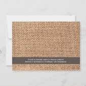 Rustic Country Burlap Invitations de douche nuptia (Dos)