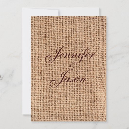Rustic Country Burlap Invitations de mariage (Devant)