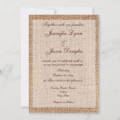 Rustic Country Burlap Invitations de mariage (Dos)