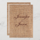 Rustic Country Burlap Invitations de mariage (Devant / Derrière)