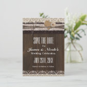 Rustic Country Burlap & Lace Enregistrer La Carte  (Debout devant)