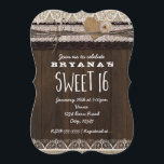 Rustic Country Burlap & Lace SWEET 16 Invitation<br><div class="desc">Rustic Country Burlap & Lace SWEET 16 Invitation.</div>