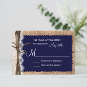 Rustic Country Burlap Lace Twine Wedding RSVP (Debout devant)