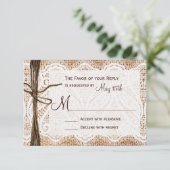 Rustic Country Burlap Lace Twine Wedding RSVP (Debout devant)