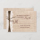 Rustic Country Burlap Lace Twine Wedding RSVP (Devant / Derrière)