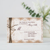 Rustic Country Burlap Lace Twine Wedding RSVP (Debout devant)