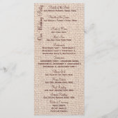 Rustic Country Burlap Lace Twine Wedine Programme (Dos)