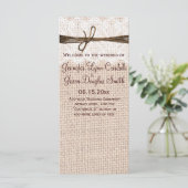 Rustic Country Burlap Lace Twine Wedine Programme (Debout devant)
