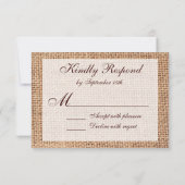 Rustic Country Burlap Lace Wedding Cartes RSVP (Dos)