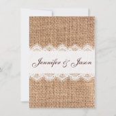 Rustic Country Burlap Lace Wedding Invitations (Devant)