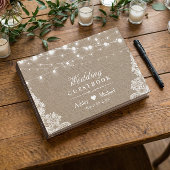 Rustic Country Burlap Lights Wedding Gastenboek
