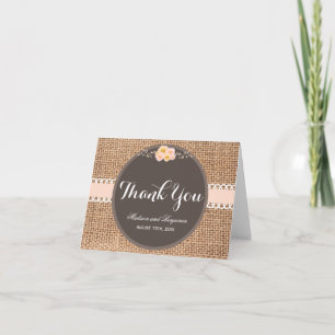 Rustic Country Burlap Mariage Merci Cartes