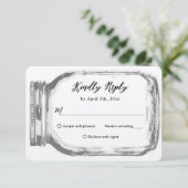 Rustic Country Burlap Mason Jar Kraft Wedding RSVP (Debout devant)