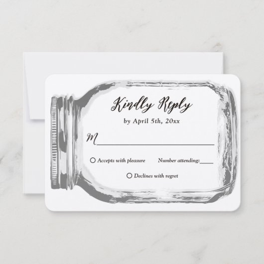 Rustic Country Burlap Mason Jar Kraft Wedding RSVP (Devant)