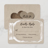 Rustic Country Burlap Mason Jar Wedding RSVP (Devant / Derrière)