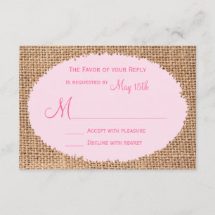 Rustic Country Burlap Rose Wedding Cartes RSVP