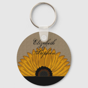 .Rustic Country Burlap Sunflower Wedding Favors Sleutelhanger