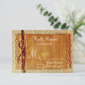 Rustic Country Burlap Twine Bow Wedding Cartes RSV (Debout devant)