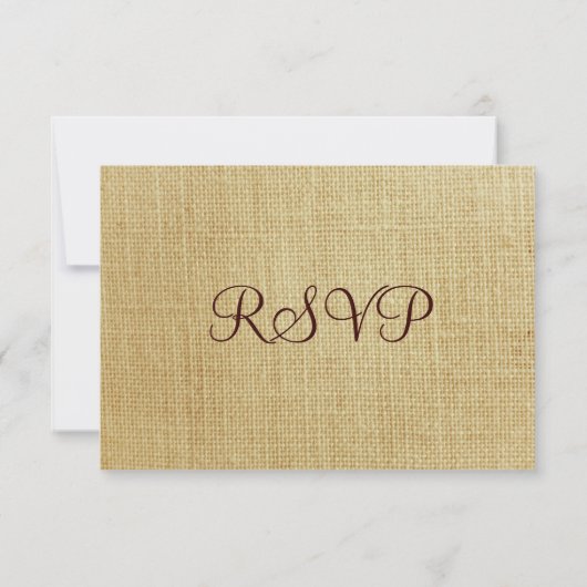 Rustic Country Burlap Twine Bow Wedding Cartes RSV (Dos)