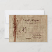 Rustic Country Burlap Twine Bow Wedding Cartes RSV (Devant)
