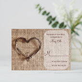 Rustic Country Burlap Twine Heart Wedt RSVP (Debout devant)