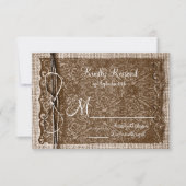 Rustic Country Burlap Twine Scroll Wedding RSVP (Voorkant)