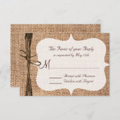 Rustic Country Burlap Twine Wedding Cartes RSVP (Devant / Derrière)