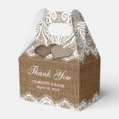 Rustic Country Burlap Wedding Bedankdoosjes (Achterkant)