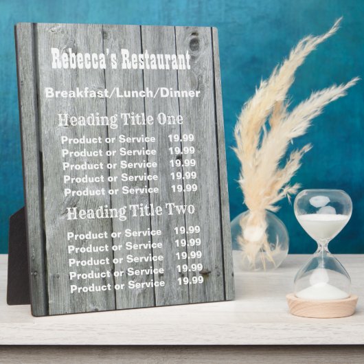 Rustic Country Business Pricing/Service Plaque Fotoplaat (Zijkant)
