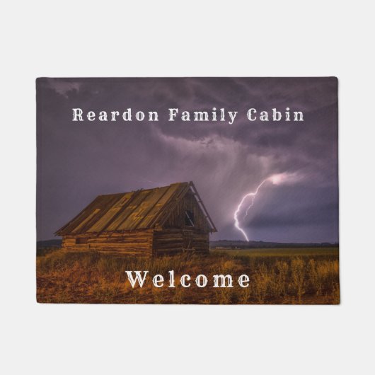 Rustic Country Cabin Lightning Clouds Deurmat (Voorkant)