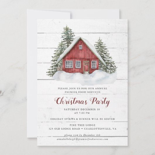 Rustic Country Cabine Noël Fête Invitation (Devant)