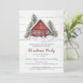 Rustic Country Cabine Noël Fête Invitation (Debout devant)