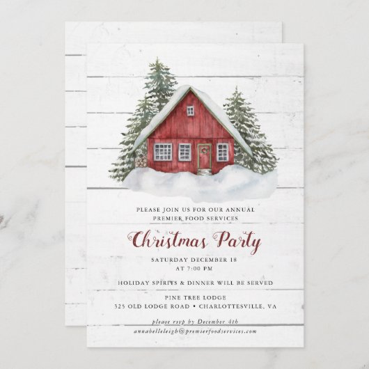 Rustic Country Cabine Noël Fête Invitation (Devant / Derrière)