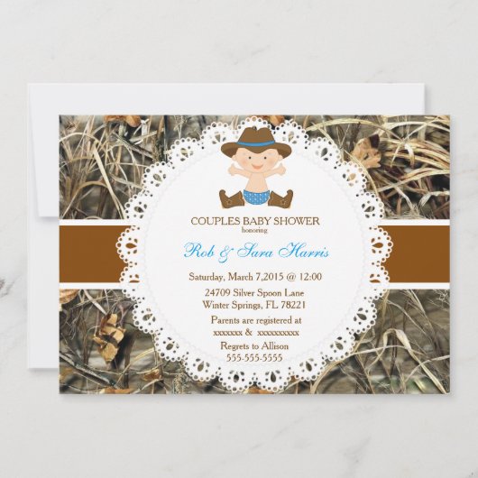 Rustic Country  Camo Baby shower Uitnodigen Kaart (Voorkant)
