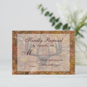 Rustic Country Camo Hunting Antlers Weddenschap RS RSVP Kaartje (Staand voorkant)