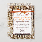 Rustic Country Camo Oranje Bow Wedding Invitations Kaart (Voorkant / Achterkant)